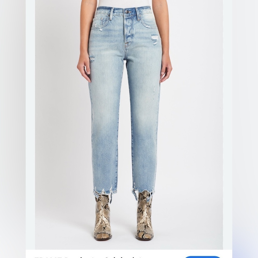 FRAME Le Original Distressed Straight Leg Jeans Raw Hem quiet luxury  30